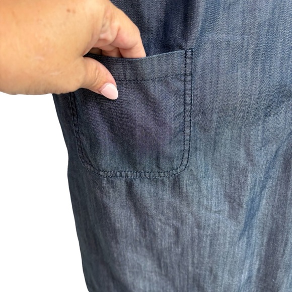 Boden Verity Chambray Denim Shift Dress, Size 4L, Neon Back Exposed Zipper - Picture 7 of 9
